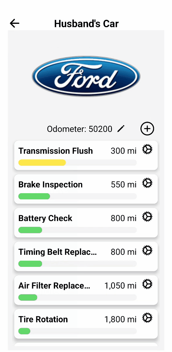 Maintenance List Screenshot